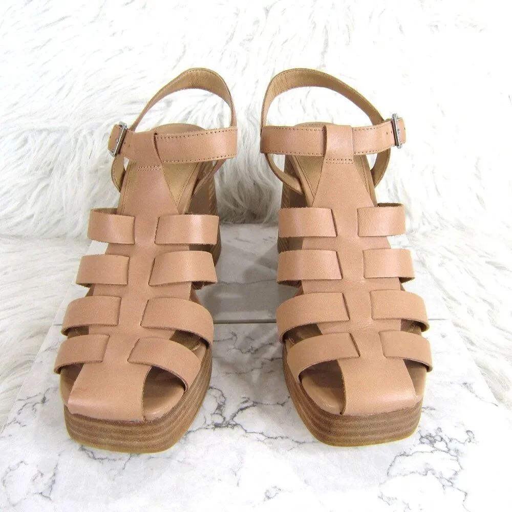 Crown Vintage Women’s Farlie Tan Heeled Platform Sandals Women's Size 9 M